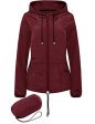 Gemyse Mujer Chaqueta Impermeable Plegable Abrigo Ligero con Capucha Transpirable a Prueba de Viento (Vino Rojo, 2XL) For Discount